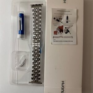 Stainless Steel Link Watch Band with Removal Tool - Silver
